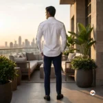 Louis Vuitton White Men Shirt With Black Sleeve Tape – white men shirt – photo 4