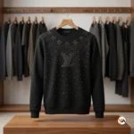 Luxury black mens sweatshirt featuring crystal studs and logo design – mens sweatshirt – photo 2