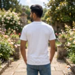 Luxury white t shirt featuring a distinct chest pocket and monogram pattern – white t shirt – photo 4