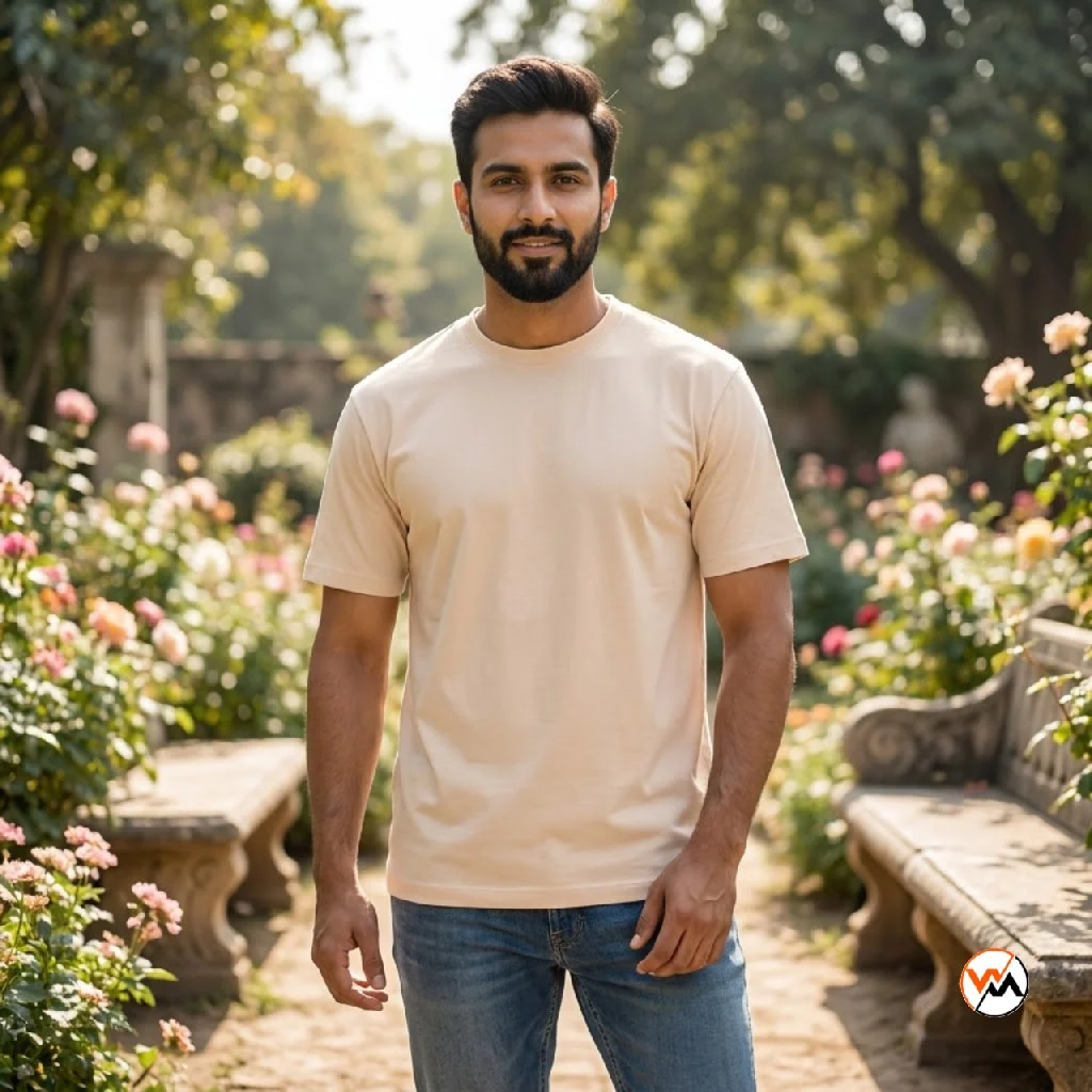 Men Beige Classic T-Shirt with Ultimate Everyday Style – beige classic t-shirt – photo 1