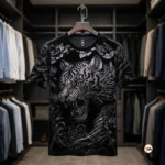 Men black t shirt with bold tiger print graphic for men – men black t shirt – photo 2
