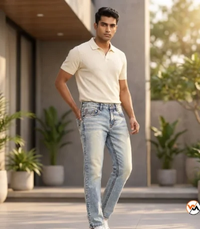Men Light Blue Denim Jeans – light blue denim jeans – photo 1