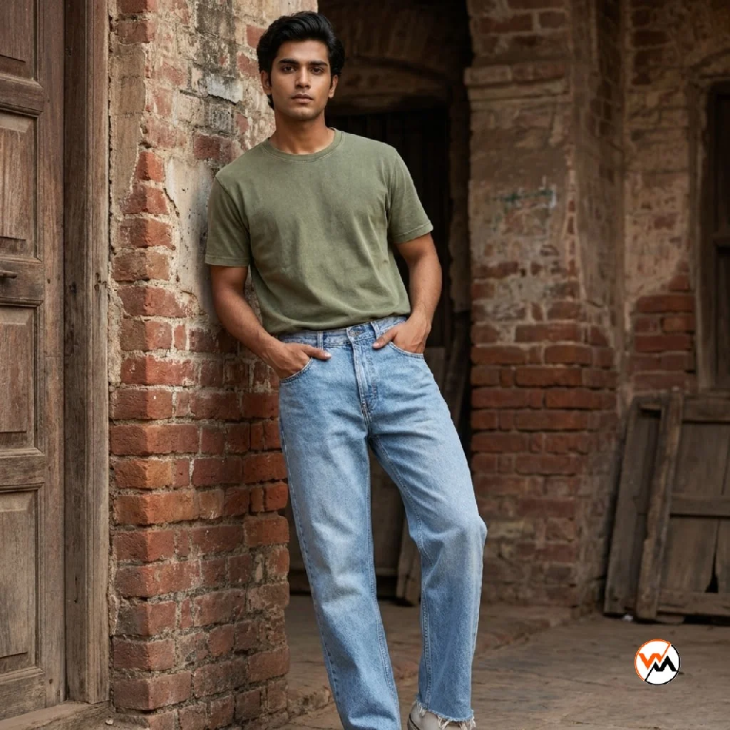 Men Light Blue Essential Regular Fit Jeans – Men Light Blue – photo 1
