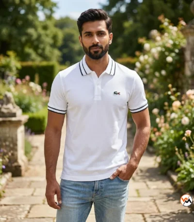 Men white polo t shirt for casual luxury styling – white polo t shirt – photo 1