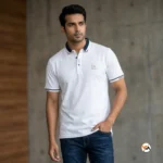 Men white polo t shirt for casual wear with contrast trim – white polo t shirt – photo 2