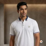 Men white polo t shirt for casual wear with contrast trim – white polo t shirt – photo 3