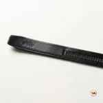 Mens black belt with gold buckle and textured leather strap – mens black belt – photo 4