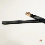 Mens black belt with gold buckle and textured leather strap – mens black belt – photo 5