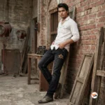 Mens black jeans featuring a distinctive front graphic and contrast topstitching for an elite style statement – mens black jeans – photo 1