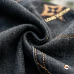 Mens black jeans featuring a distinctive front graphic and contrast topstitching for an elite style statement – mens black jeans – photo 4