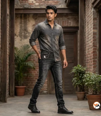 Mens black jeans with slim fit and faded denim style for daily wear – mens black jeans – photo 1