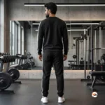 Mens black tracksuit featuring an exclusive activewear design with contrast stripes – mens black tracksuit – photo 4