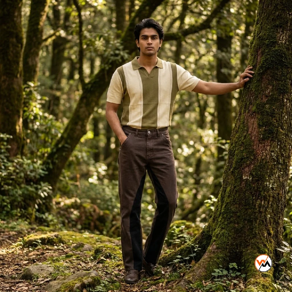 Mens Brown Jeans Featuring Iconic Contrast Panels – mens brown jeans – photo 1