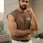 Mens Brown Tank Top Essential Mood of the Day T-Shirt – Mens Brown Tank Top – photo 1