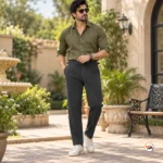 Mens Charcoal Trousers - Iconic Pleated Fit – Mens Charcoal Trousers – photo 1