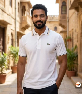 Mens classic white polo t shirt with contrast tipping – white polo t shirt – photo 1