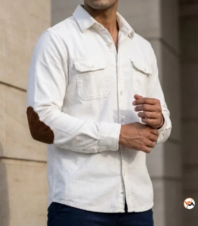 Mens Corduroy Shirt Essential with Brown Elbow Patches – Mens Corduroy Shirt – photo 1