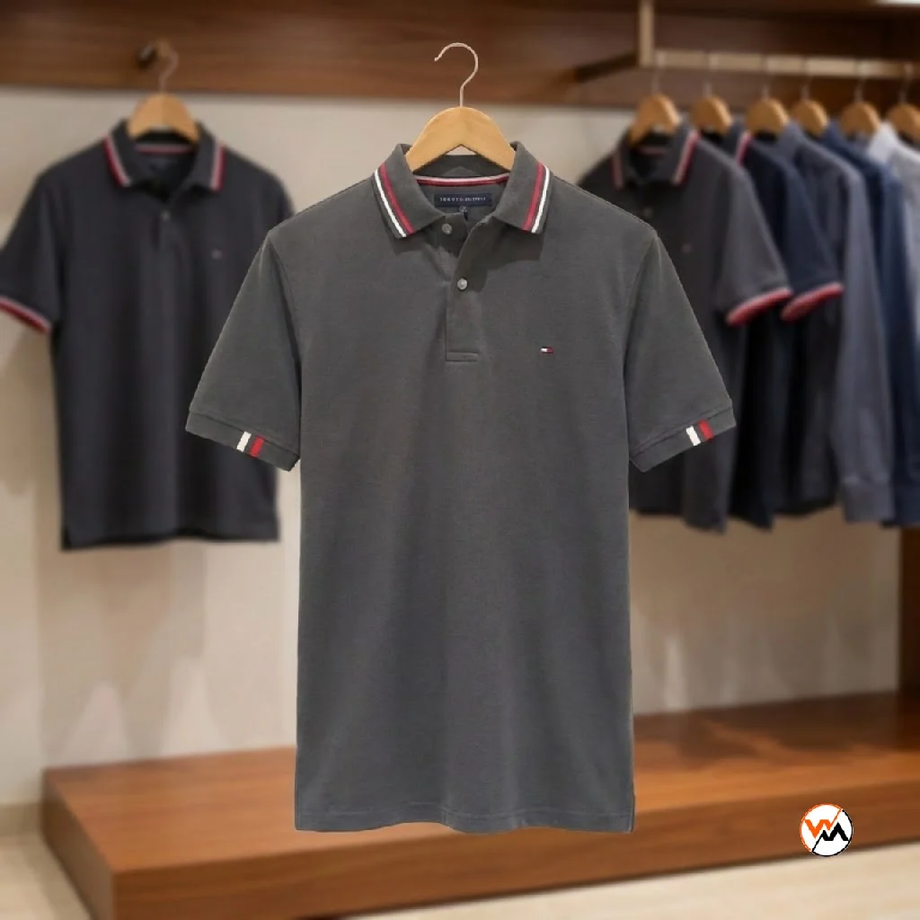 Mens grey polo t shirt in an essential classic style – grey polo t shirt Mens grey polo t shirt in an essential classic style – grey polo t shirt – photo 1