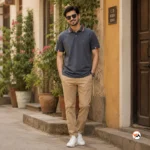 Mens grey polo t shirt in an essential classic style – grey polo t shirt – photo 2