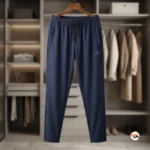 Mens navy blue track pants featuring signature athletic styling – navy blue track pants – photo 2