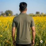 Mens olive green zipper polo t-shirt with classic collar – zipper polo t-shirt – photo 3