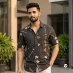 Mens Printed Casual Shirt Featuring An Exclusive Floral Botanical Print – mens printed casual shirt – photo 1
