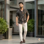 Mens Printed Casual Shirt Featuring An Exclusive Floral Botanical Print – mens printed casual shirt – photo 4