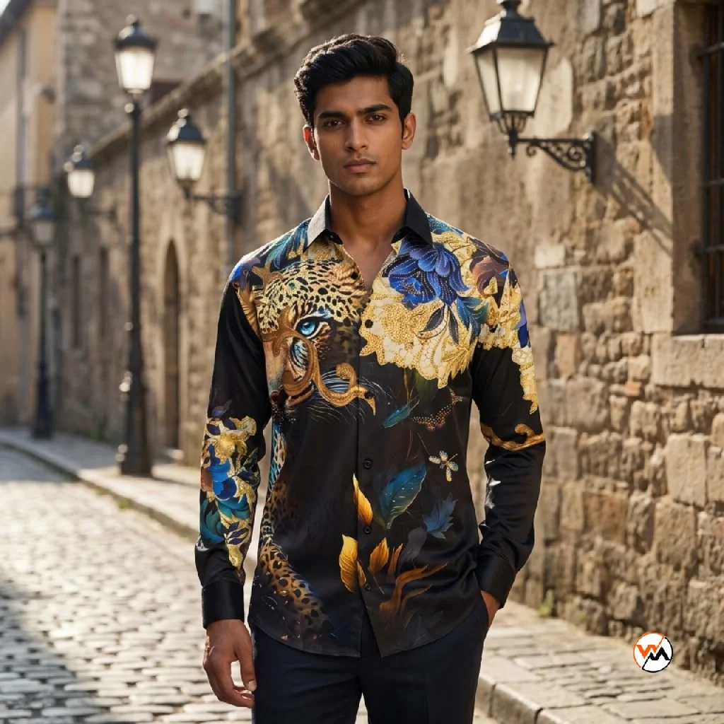 Mens Printed Shirt - Iconic Designer Leopard Art – Mens Printed Shirt – photo 1