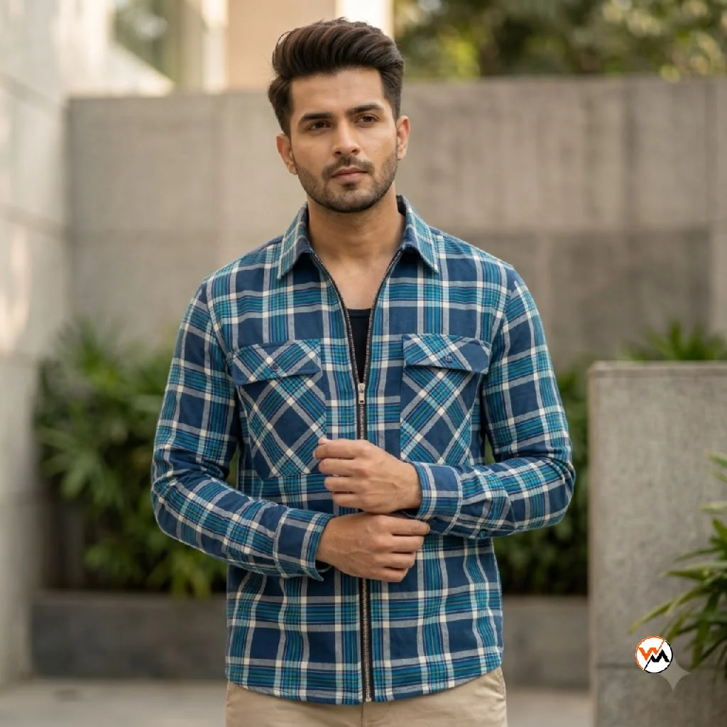 Men's Ultimate Plaid Full Zip Shirt for Smart Casual Wear – plaid full zip shirt – photo 1