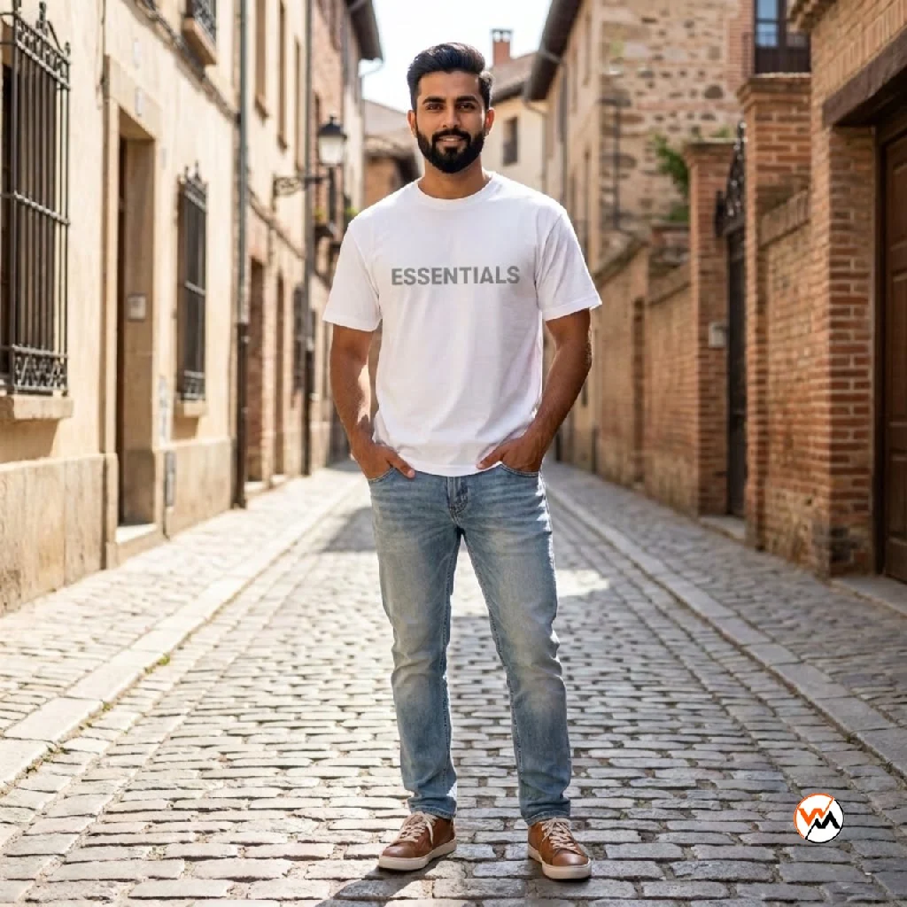 Mens White T-Shirt Essential Signature Graphic Top – Mens White T-Shirt – photo 1