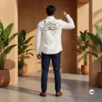 NEW MIU Exclusive Mens White Printed Shirt With Embroidery – Mens White Printed Shirt – photo 3