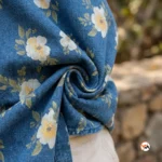 NEW MIU Floral denim shirt for women with classic lapel collar – Floral denim shirt – photo 2