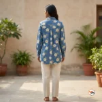 NEW MIU Floral denim shirt for women with classic lapel collar – Floral denim shirt – photo 5