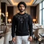 NEW MIU Iconic Black T-Shirt with Cross Embellishment for Men – Black T-Shirt – photo 2