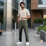 NEW MIU Olive Green Contrast Jeans for Men – Olive Green Contrast Jeans – photo 1