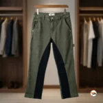 NEW MIU Olive Green Contrast Jeans for Men – Olive Green Contrast Jeans – photo 2