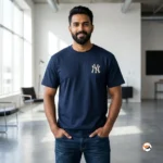 New York Yankees navy t-shirt featuring a subtle front chest emblem and a striking graphic logo on the reverse, crafted for men who appreciate clean athletic styling. – New York Yankees navy t-shirt – photo 1