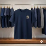 New York Yankees navy t-shirt featuring a subtle front chest emblem and a striking graphic logo on the reverse, crafted for men who appreciate clean athletic styling. – New York Yankees navy t-shirt – photo 3