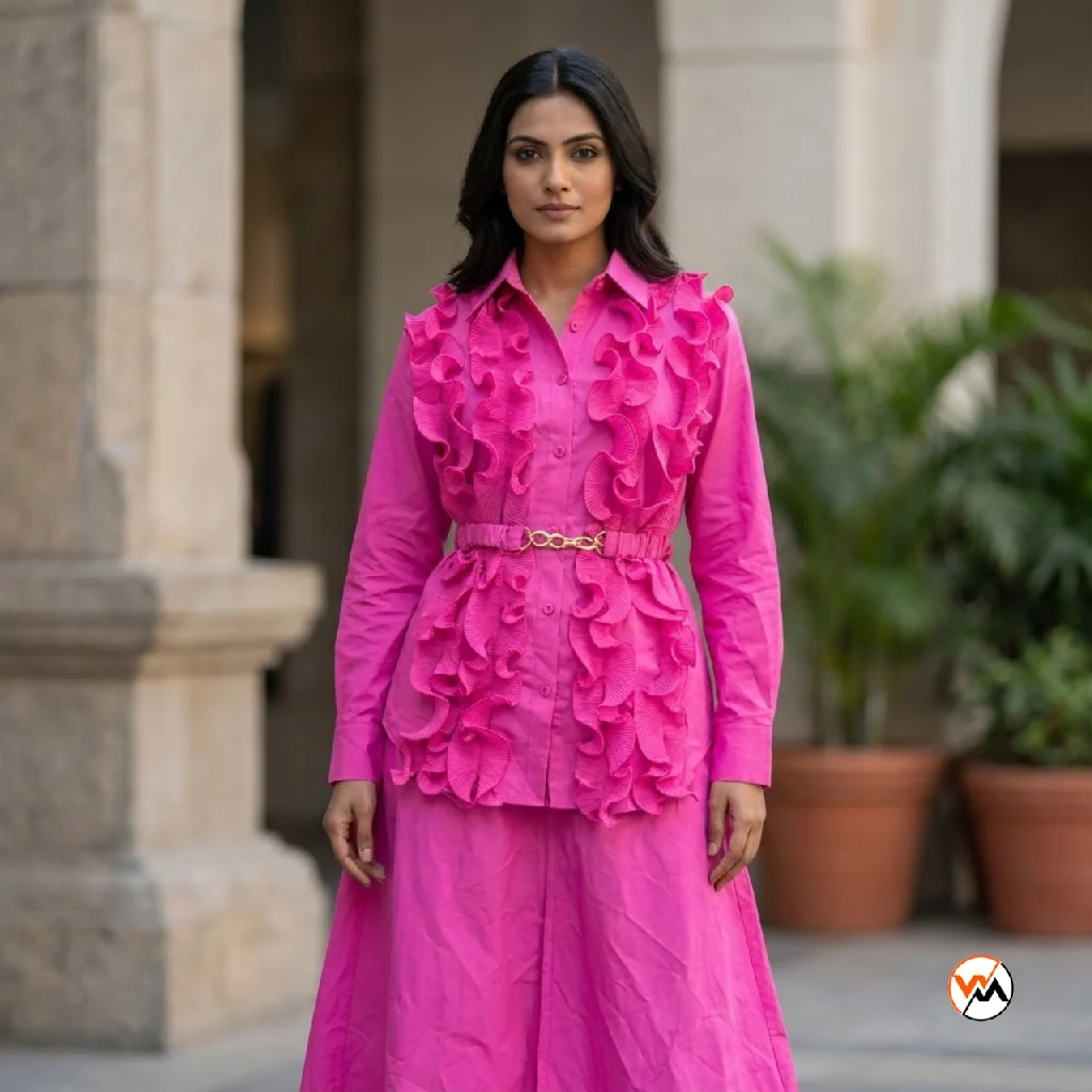 Pink Co-ord Set for women featuring Exclusive Ruffled Details – Pink Co-ord Set – photo 1