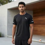Puma black t shirt for men with contrast white branding and crew neckline – black t shirt – photo 1