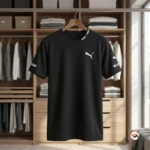 Puma black t shirt for men with contrast white branding and crew neckline – black t shirt – photo 2