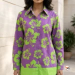 Purple co-ord set featuring an exclusive floral print design for women – purple co-ord set – photo 4