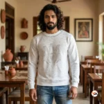 Signature White T-Shirt For Men With Rhinestones – White T-Shirt For Men – photo 1