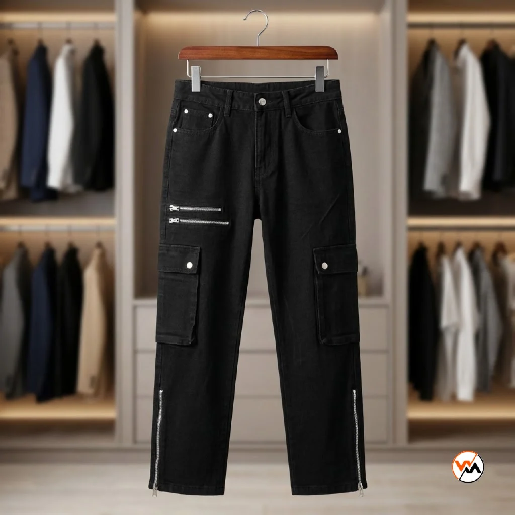 Ultimate Black Cargo Jeans for Men Featuring Zipper Accents – Black Cargo Jeans – photo 1