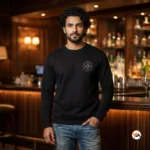 Ultimate Black Mens Sweatshirt with Studded Cross Graphic – mens sweatshirt – photo 1