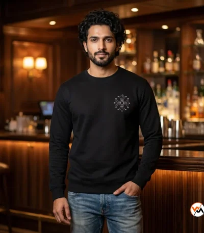 Ultimate Black Mens Sweatshirt with Studded Cross Graphic – mens sweatshirt – photo 1