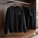 Ultimate Black Mens Sweatshirt with Studded Cross Graphic – mens sweatshirt – photo 2