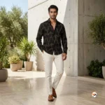 Ultimate Black Printed Shirt for Men with Geometric Pattern – printed shirt for men – photo 1