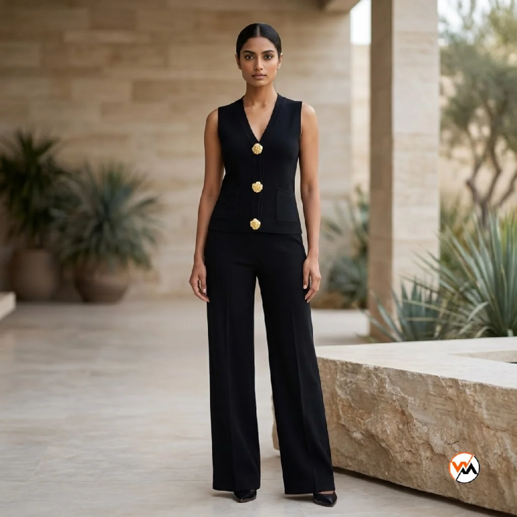 Ultimate Black Women Co ord Set With Gold Buttons – women co ord set Ultimate Black Women Co-ord Set With Gold Buttons – women co-ord set – photo 1
