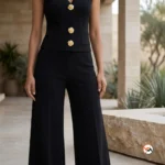 Ultimate Black Women Co-ord Set With Gold Buttons – women co-ord set – photo 3